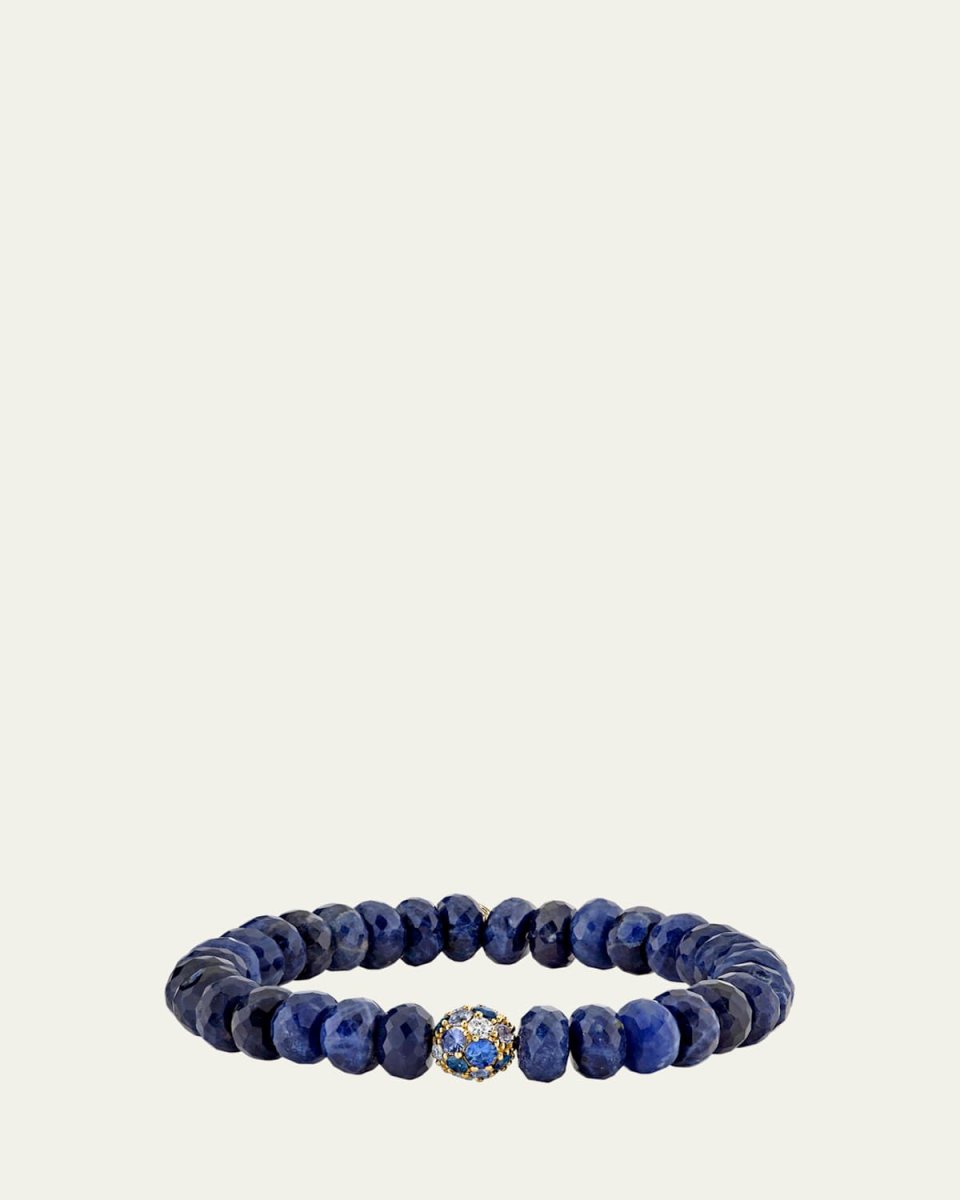 14K Gold Cocktail Ball Sapphire and Diamond Bead Bracelet